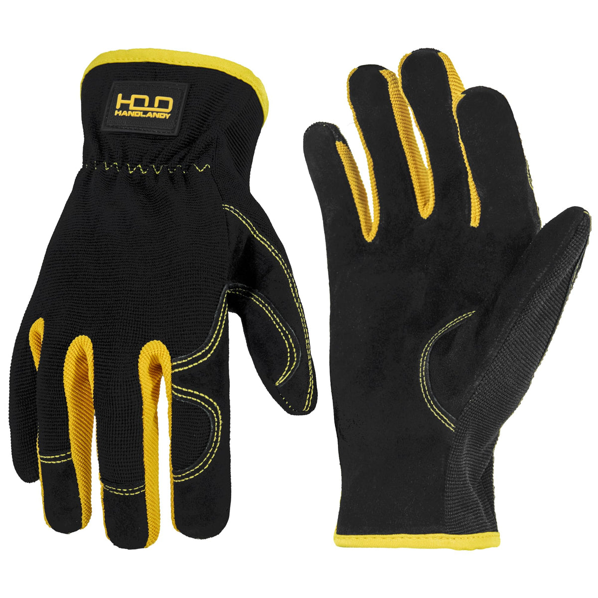 HANDLANDY Leather Gardening Gloves, Leather Work Gloves for Men Women
