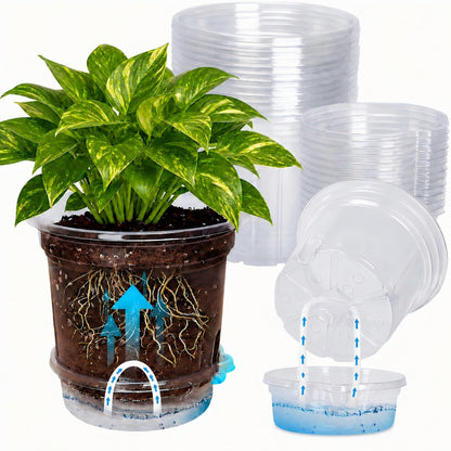 MIXC 18 Pack 6.5/5/4 Inch Self Watering Pots for Indoor Plants-Clear