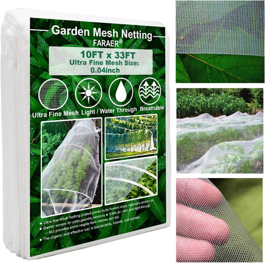 Garden Netting, Plant Covers 10x33Ft Net Ultra Fine Mesh Pest Barrier Net
