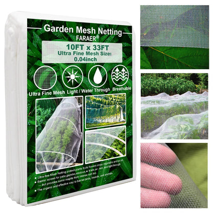 Garden Barrier Netting, Plant Covers 10x10Ft Ultra Fine Mesh Netting Protect for Vegetable Plants Fruits Flowers Crops Greenhouse Row Covers Raised Bed Barrier Screen Birds Protection Net (10x10ft)