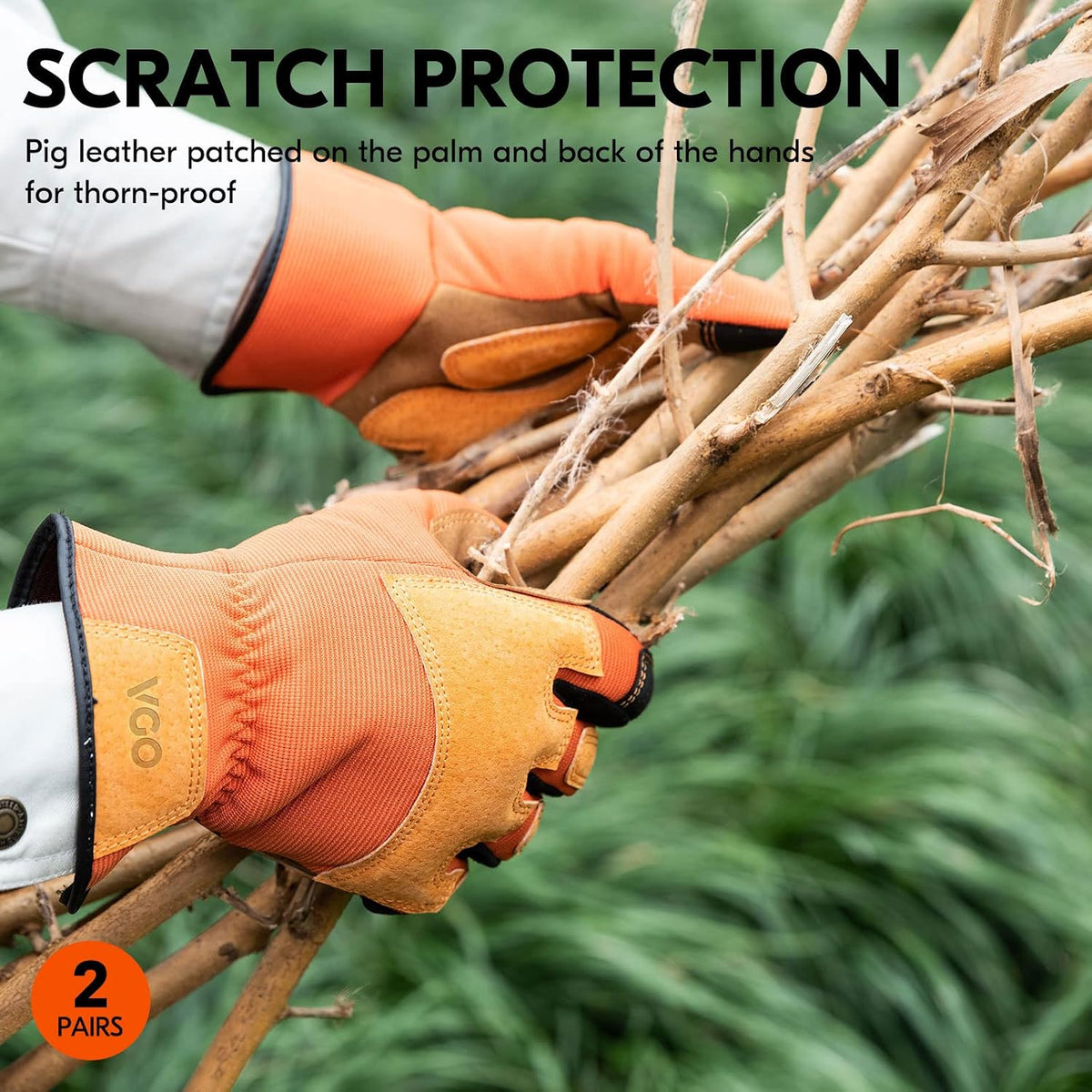 Vgo... Gardening Work Gloves for Men,Thornproof,Touchscreen(SL7475,L)