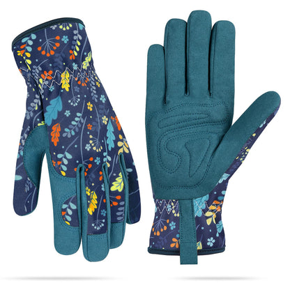 Womens Gardening Weeding Working Gloves, Leather Garden Glove for Women Thorn Proof No Stab for Digging, Planting,Pruning