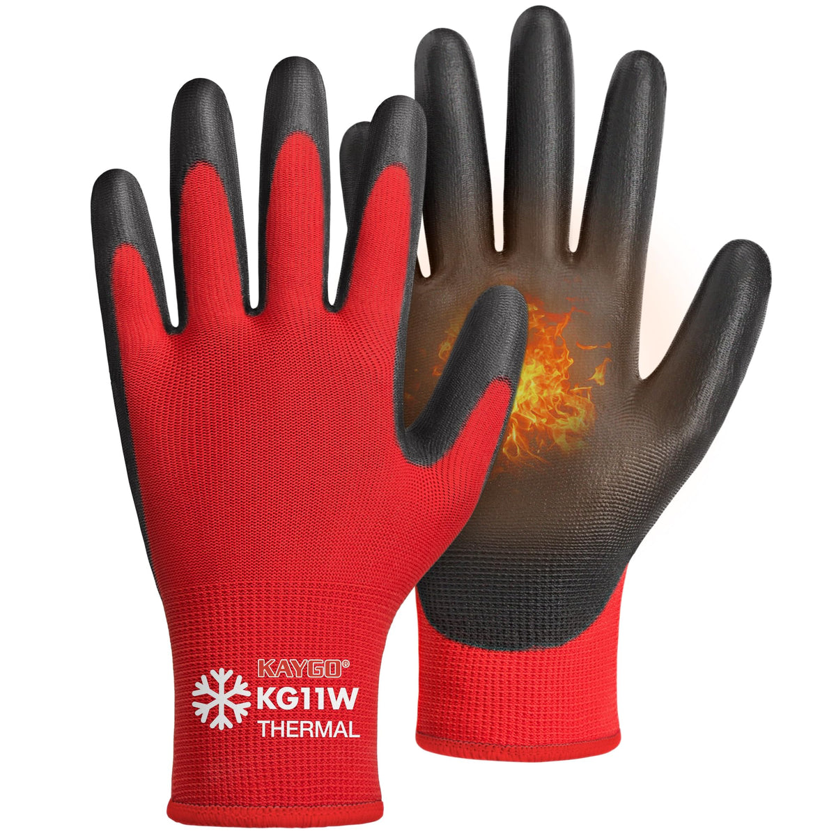 KAYGO Safety Work Gloves for Men Women, PU Coated Palm & Fingers, KG11P