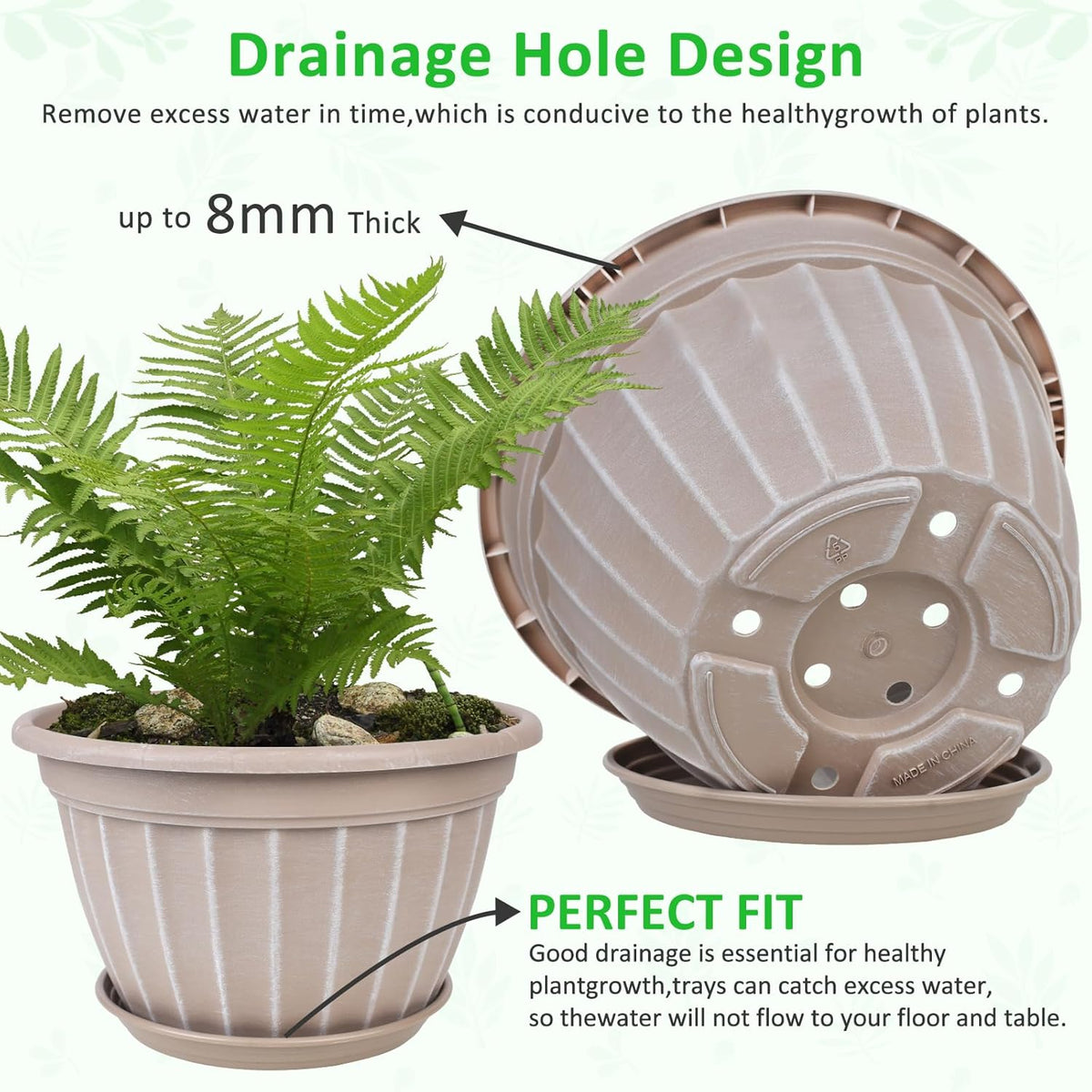10 Inch Plant Pots,4 Pack Flower Pot,Planters Pot with Drainage Hole