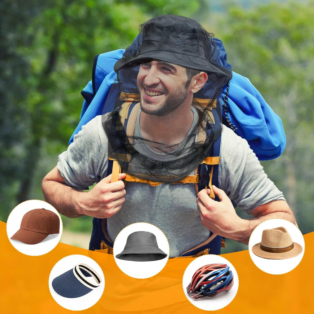 Mosquito Head Net for Insects 2 Pack,Ultra Large Breathable net for Bugs