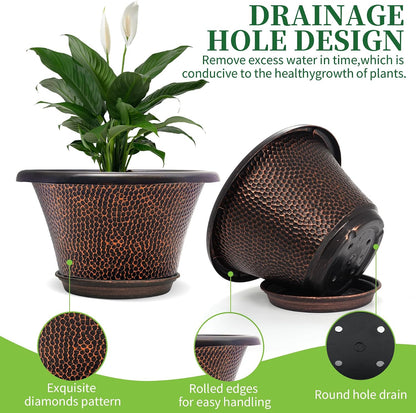 Quarut 12 Inch Pots for Plants,4 Pack Large Flower Pots with Drainage Hole