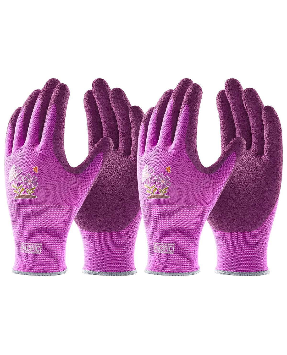 PACIFIC PPE 6 Pairs Gardening Gloves for women, Rubber Coated Garden Gloves, Ladies Yard Work Gloves, Breathable, Purple & Yellow & Red, Small