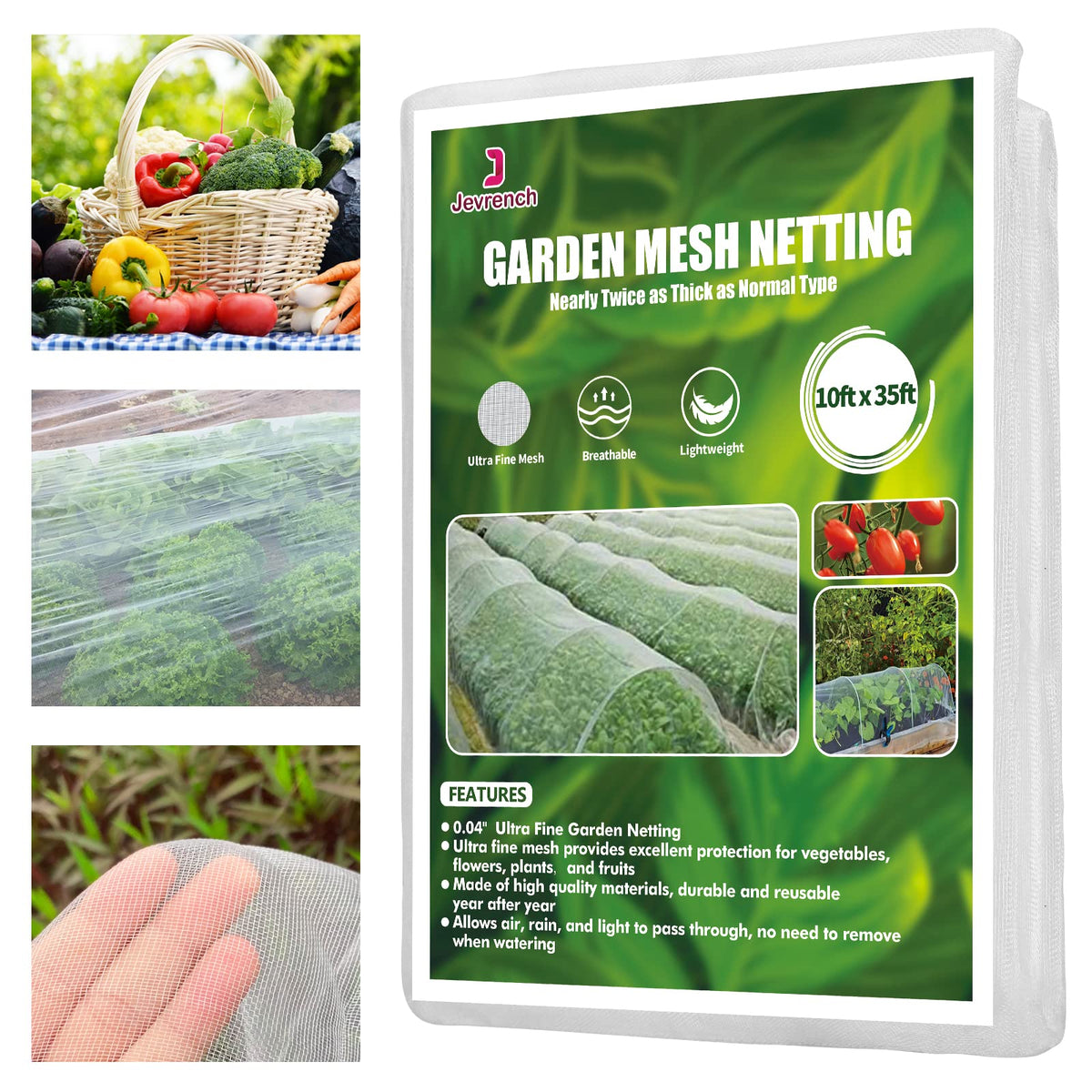 Jevrench 4 x 25 ft Garden Netting Row Cover, Ultra Fine Mesh for Plants