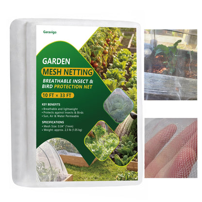 Durable Garden Fine Mesh Netting, 10x33ft Insect Netting for Plant