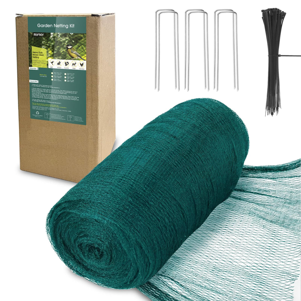 RIFNY Bird Netting for Garden Protection, 13 x 40FT Mesh Garden Netting