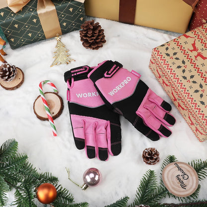WORKPRO Safety Work Gloves, Mechanic Working Gloves for Men Women, Touch Screen, Terry Fabric, Non-Slip