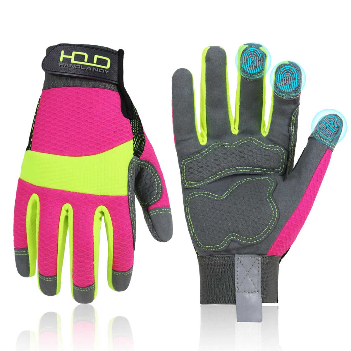 HANDLANDY Work Gloves for Women, Breathable Leather Gardening Glove for Yard Maintenance, Hand Protection with Touch Screen