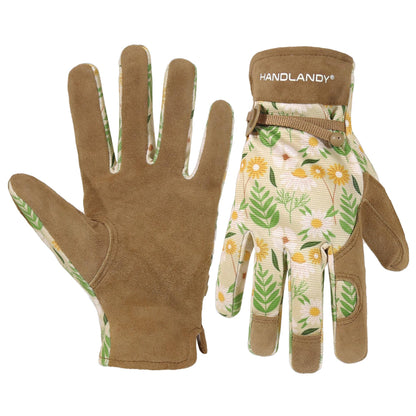HANDLANDY Gardening Gloves for Women, Leather Garden Glove, Gardener Gift