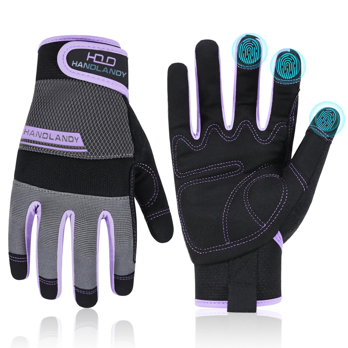 HANDLANDY Work Gloves for Women, Breathable Leather Gardening Glove for Yard Maintenance, Hand Protection with Touch Screen