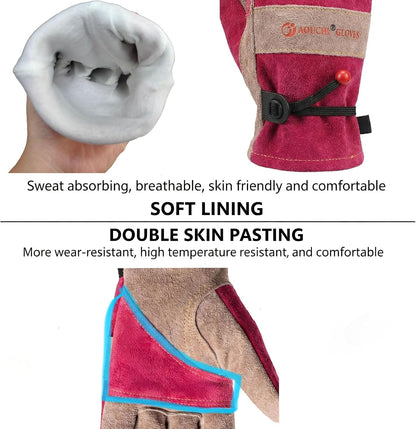 Leather Gardening Gloves for Women-Best Gift for Gardeners.Pink S