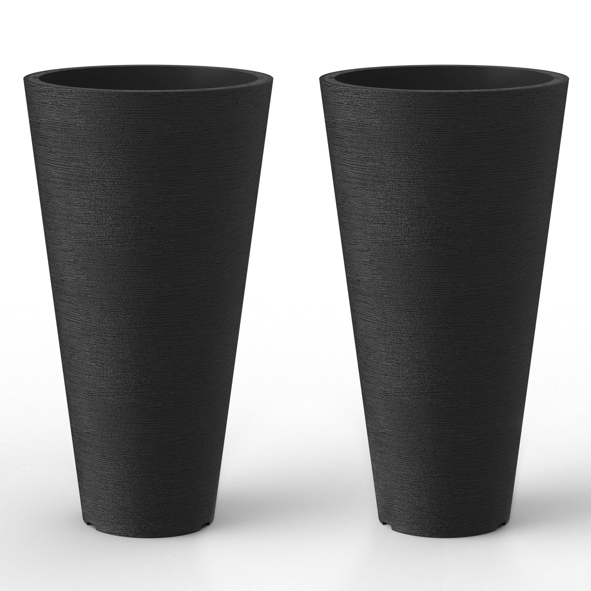 Kante Set of 2 Black Plastic Round Planters 13" Tall Home & Outdoor