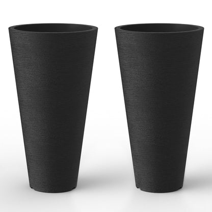 Kante Set of 2 Black Plastic Round Planters 13" Tall Home & Outdoor