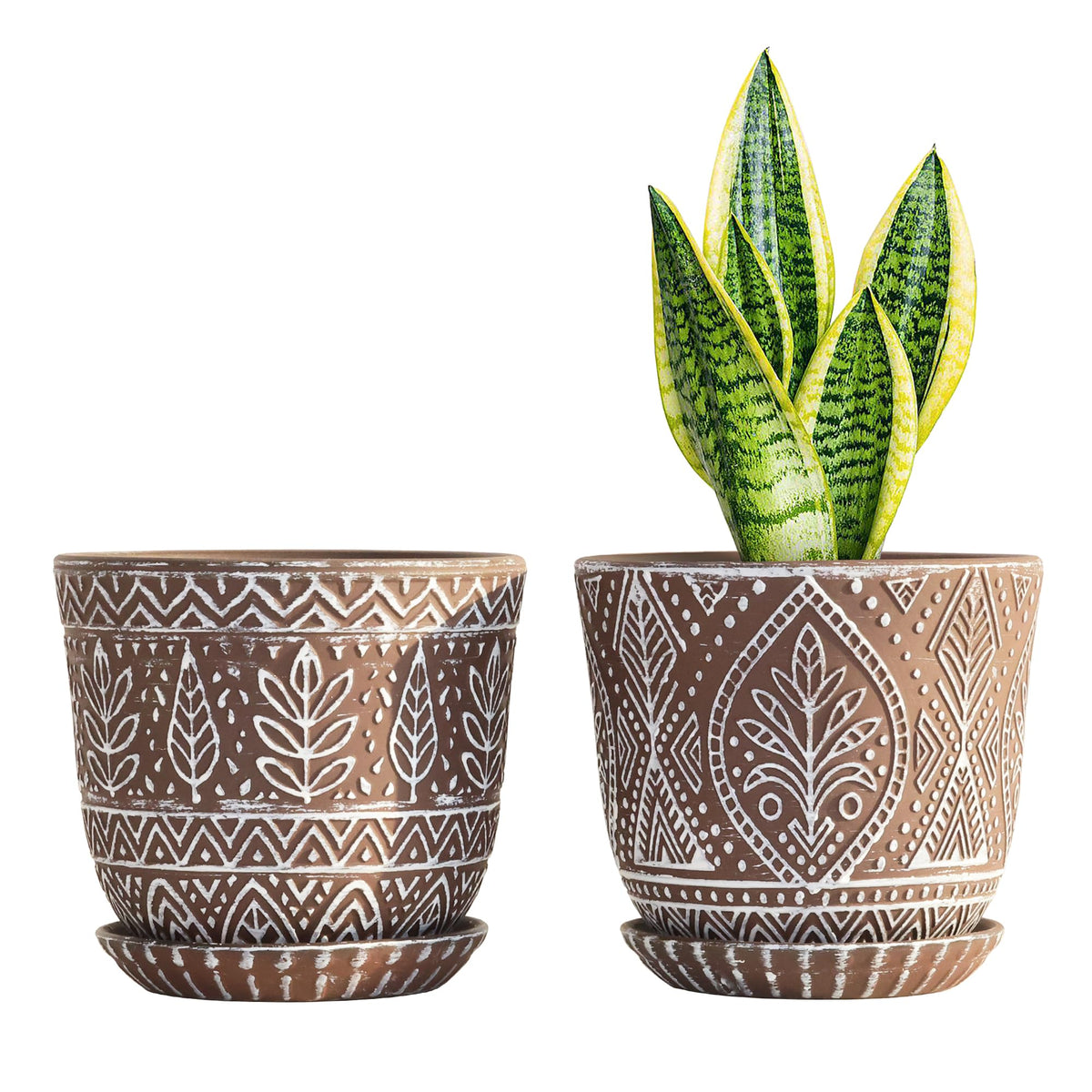 Gepege Ceramic Plant Pots, 6 Inch Indoor Planters with Drainage & Saucers