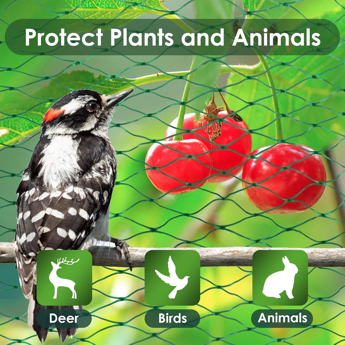 Ruolan Bird Netting for Garden Protect Vegetable Plants and Fruit Trees13X20Ft,Plastic Trellis Netting for Birds, Deer,Squirrels and Other Animals