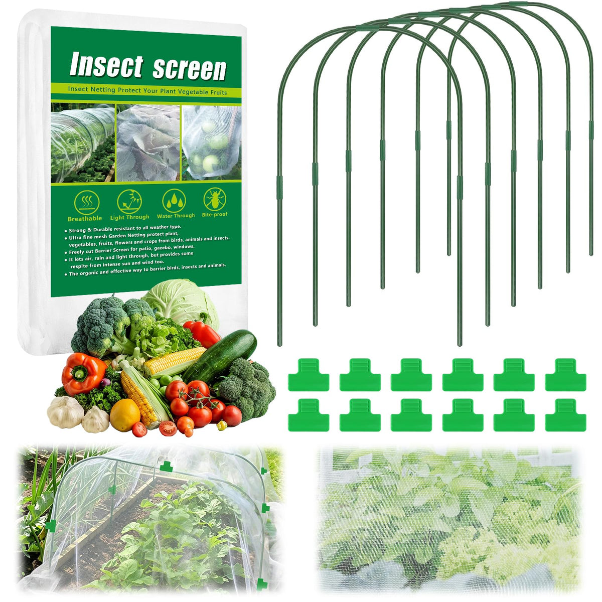 10 X 50 FT Breathable Garden Mesh Netting Pest Barrier for Raised Beds