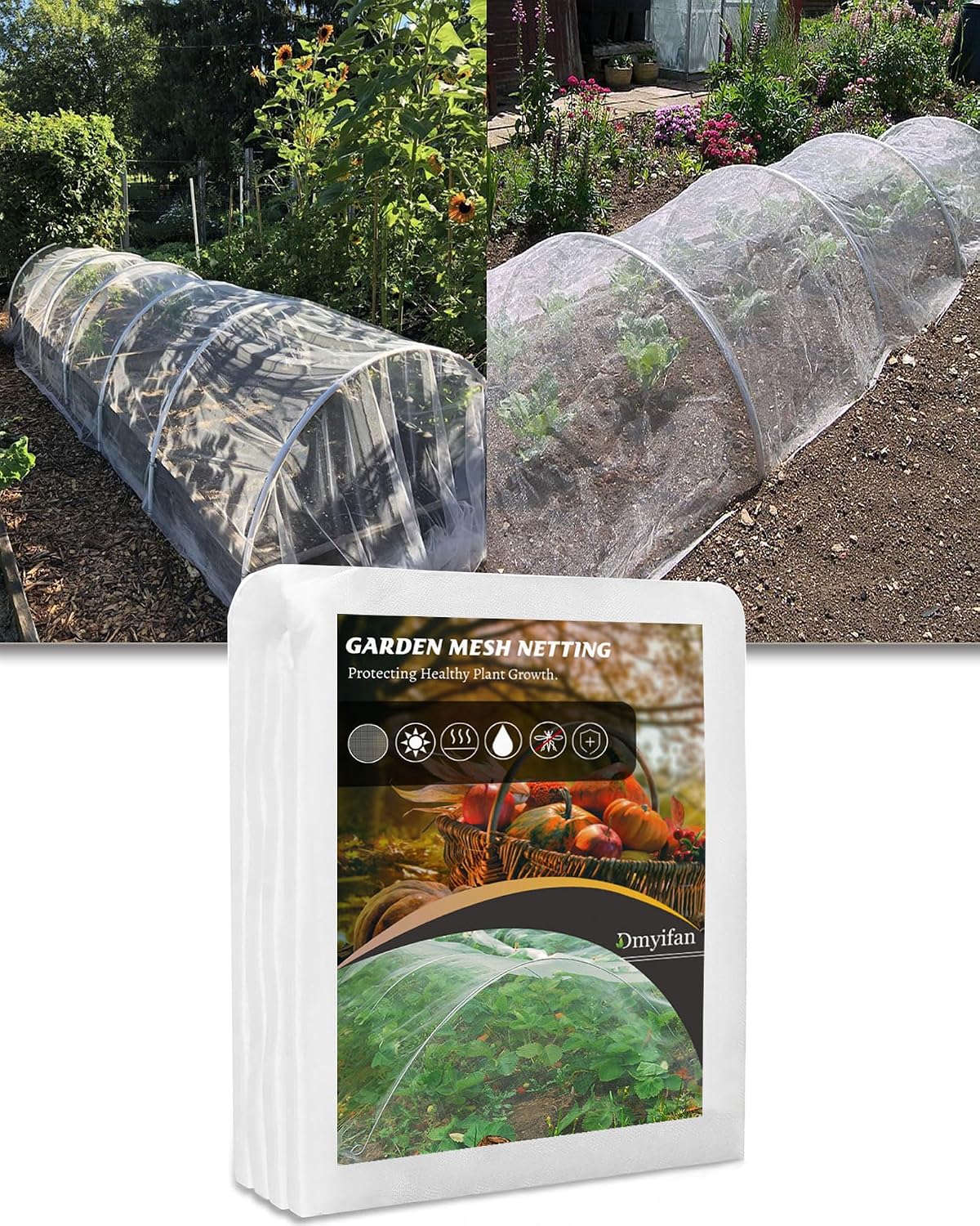 4x20Ft Ultra Fine Garden Mesh Netting Thicken Protection Netting for Vegetable Plant Fruits Health Growing, White Screen Barrier Net for Pest Bird Mosquito