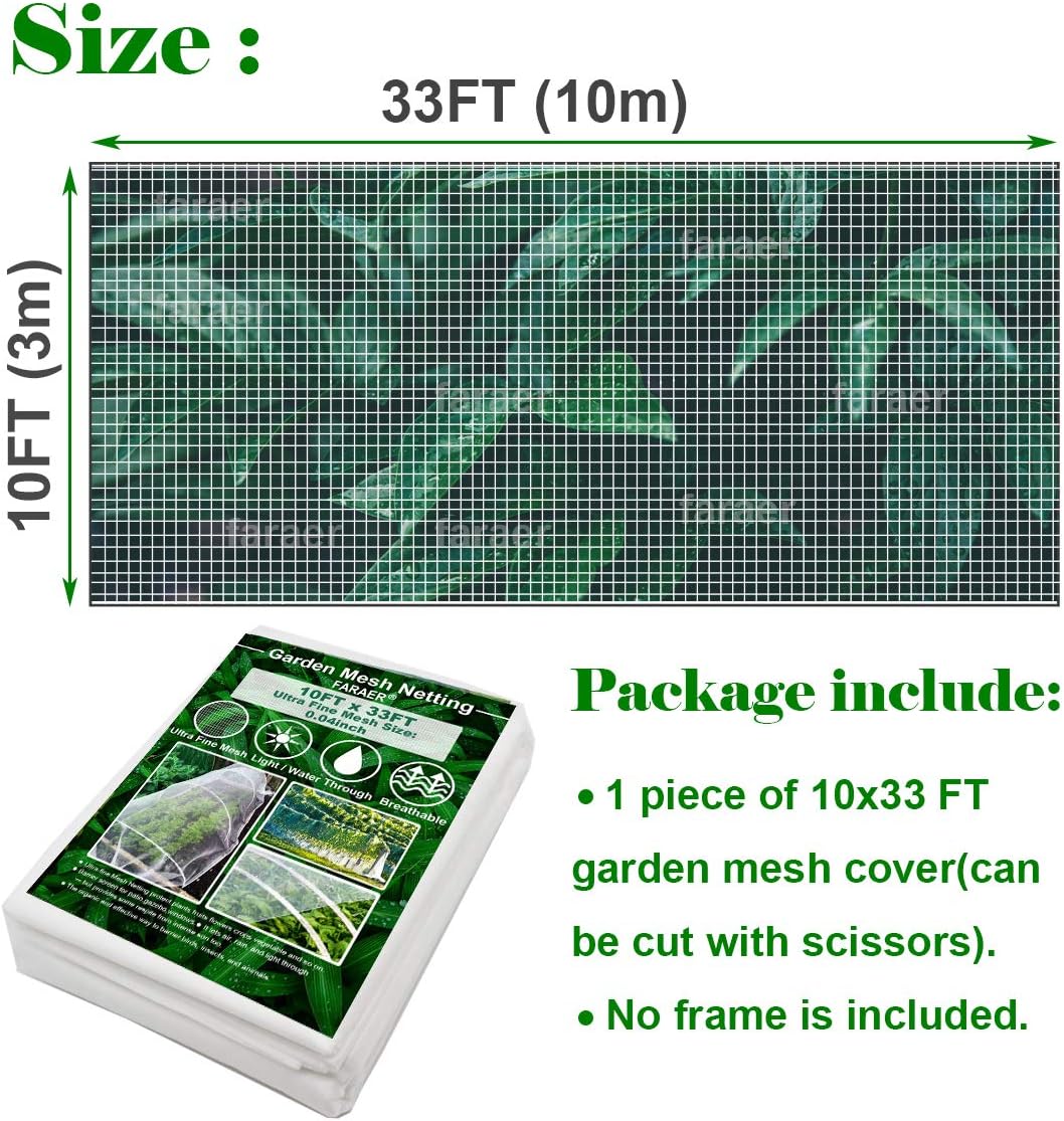 Garden Netting, Plant Covers 10x33Ft Net Ultra Fine Mesh Pest Barrier Net