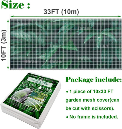 Garden Netting, Plant Covers 10x33Ft Net Ultra Fine Mesh Pest Barrier Net
