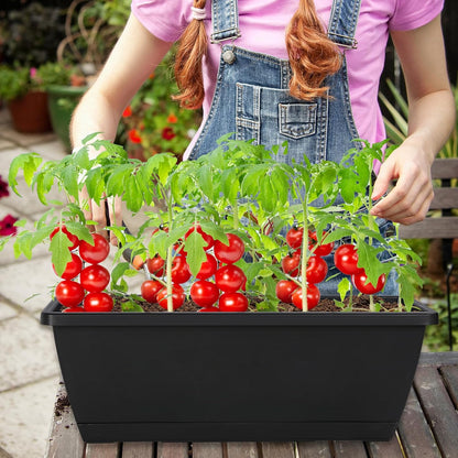12Pcs 17Inches Rectangle Planter Box with Drainage Holes and Trays
