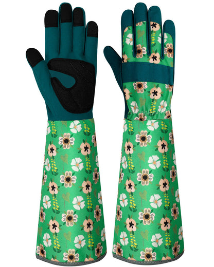 Long Gardening Gloves for Women Thorn Proof Leather Garden Gloves Breathable Working Gloves for Women Yard Outdoor