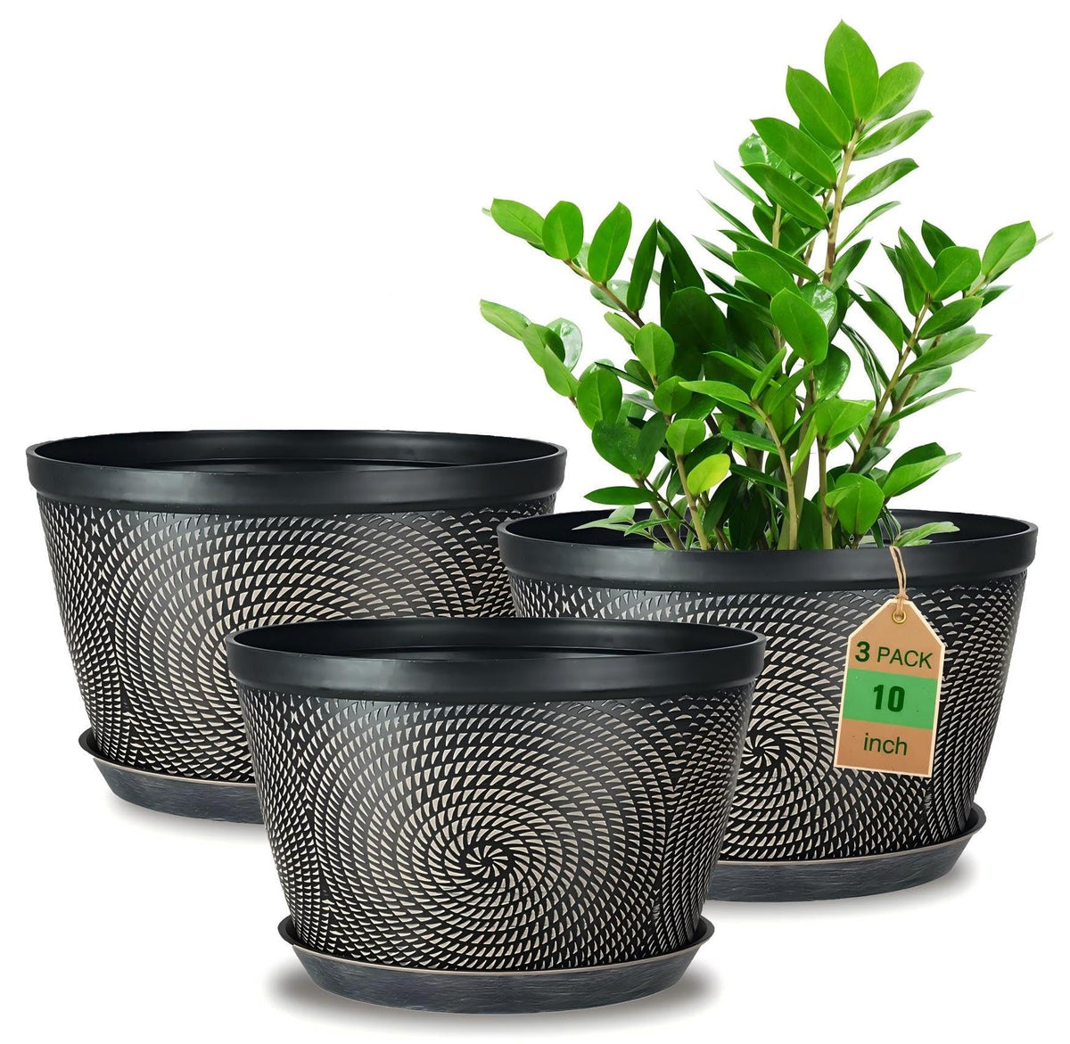 Quarut 12 Inch Pots for Plants,4 Pack Large Flower Pots with Drainage Hole