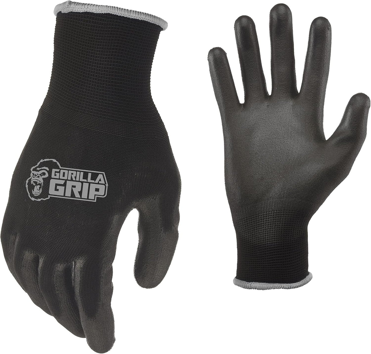 GORILLA GRIP Work Gloves, XLarge, 15 Pair, Black and Gray