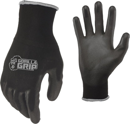 GORILLA GRIP Work Gloves, XLarge, 15 Pair, Black and Gray