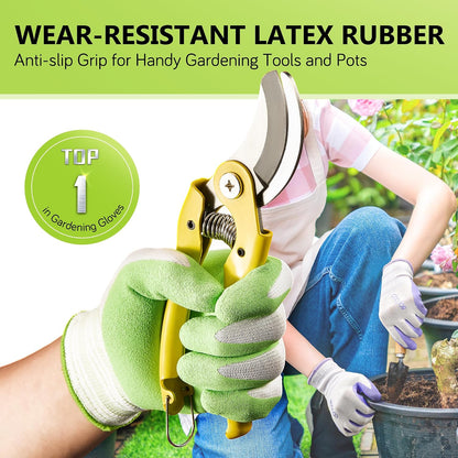 COOLJOB 6 Pairs Gardening Gloves for Women, Breathable Rubber Coated, M