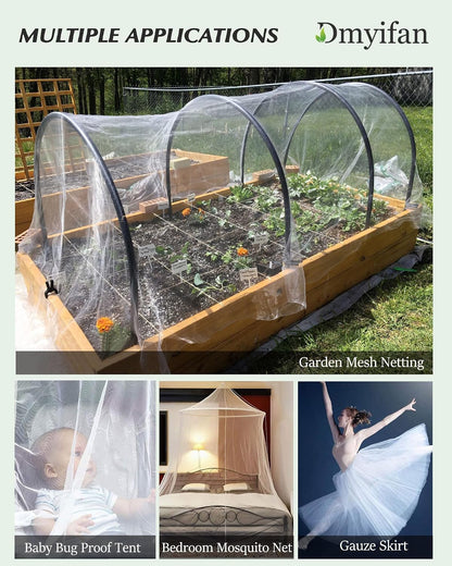 4x20Ft Ultra Fine Garden Mesh Netting Thicken Protection Netting for Vegetable Plant Fruits Health Growing, White Screen Barrier Net for Pest Bird Mosquito
