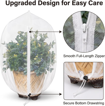 Bush Netting Cover 2 Pack 2.5ft x 3.3 ft, Bird Netting with Zipper & Drawstring, Reusable Berry Bush Netting for Lowbush Blueberries & Garden Plants, Bird Deer Insect and Poultry Barrier