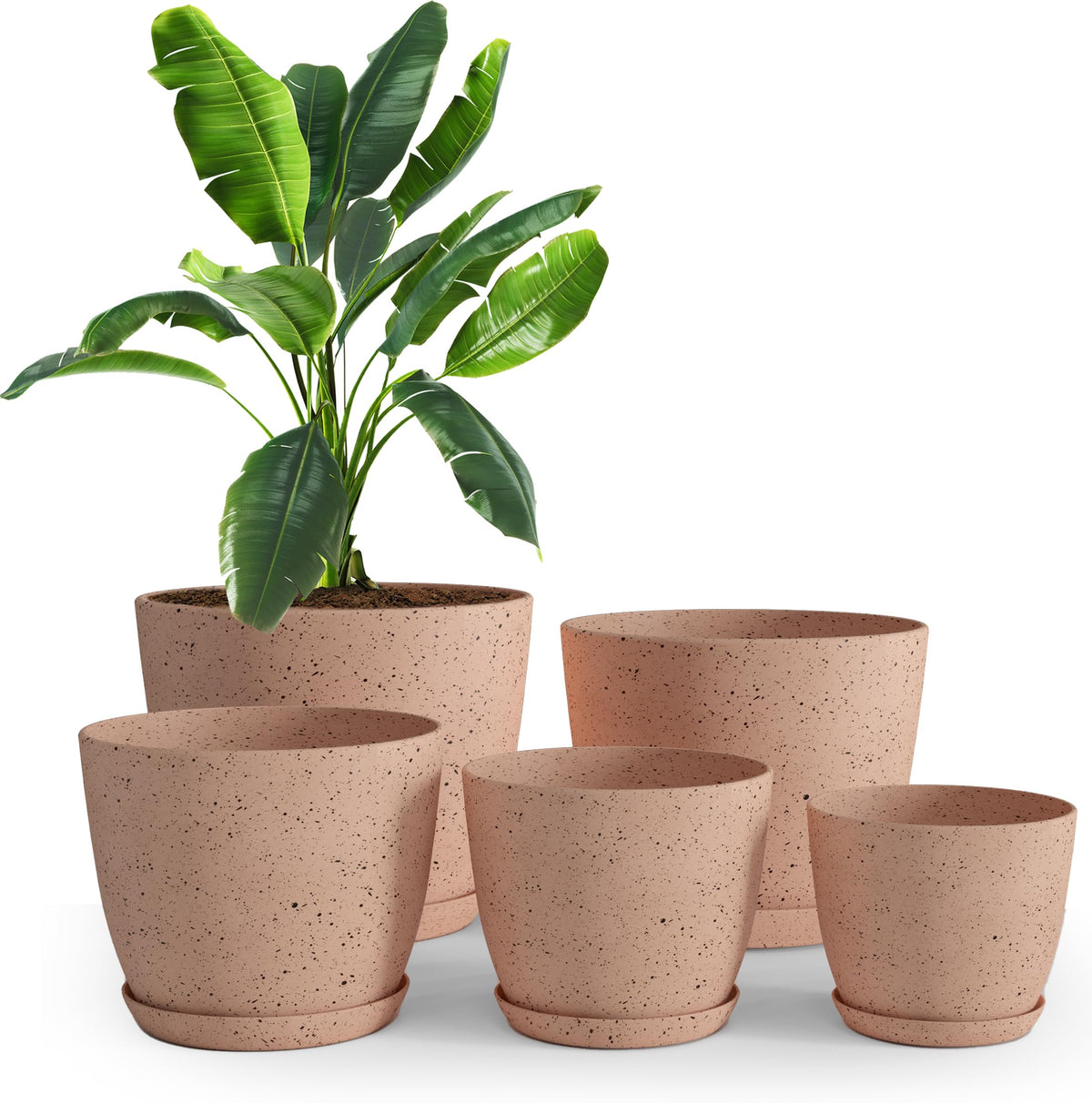 Plant Pots Indoor with Drainage, 10 Pack Multi-Size Planters Set, White