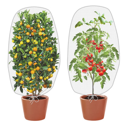 Alpurple 2 Pcs Insect Bird Barrier Netting Mesh with Drawstring- 4.9 x 3.2 Ft Garden Bug Netting Plant Cover- Fruit Tree Net for Protect Plant Fruits Citrus Flower from Insect Bird Eating