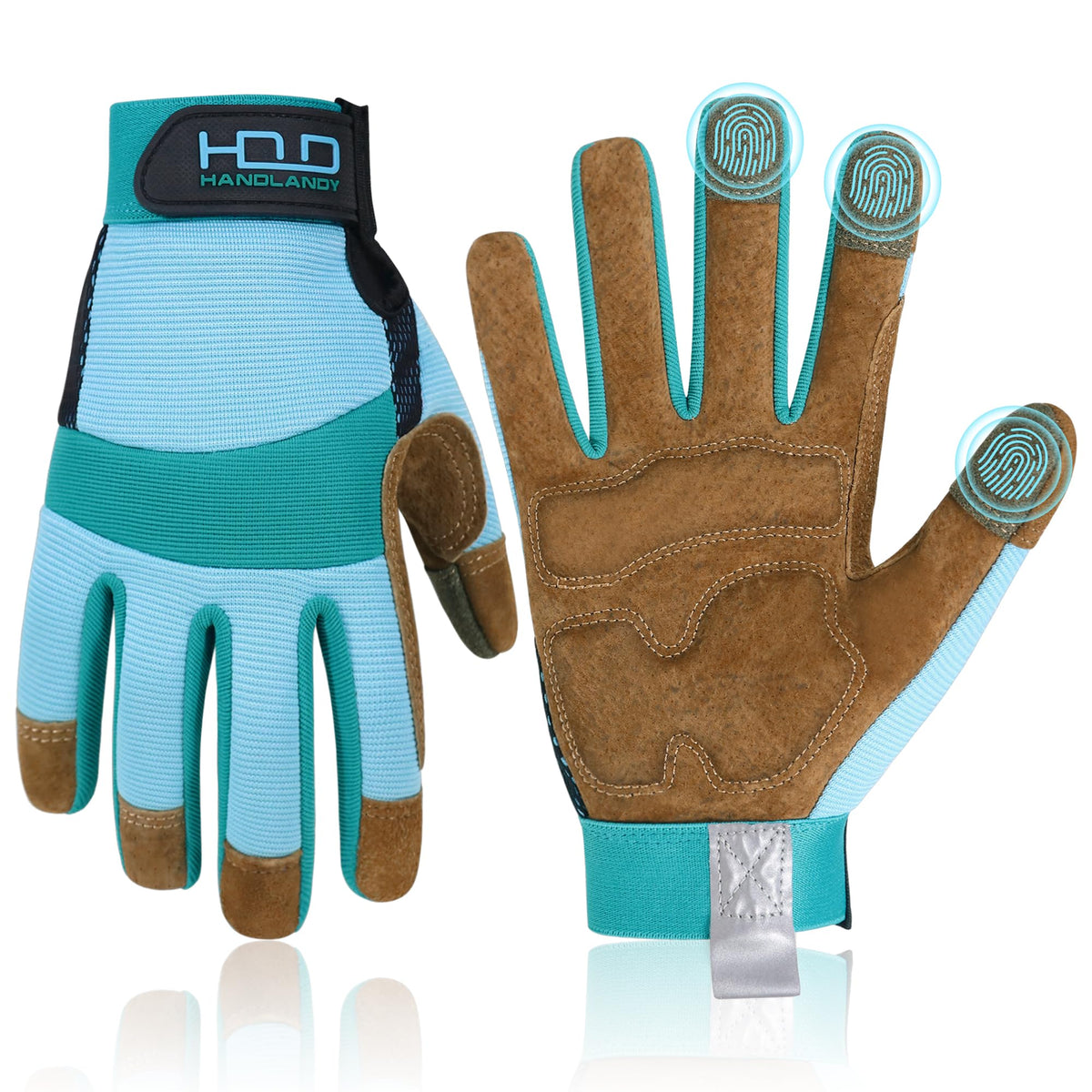 HANDLANDY Work Gloves for Women, Breathable Leather Gardening Glove for Yard Maintenance, Hand Protection with Touch Screen