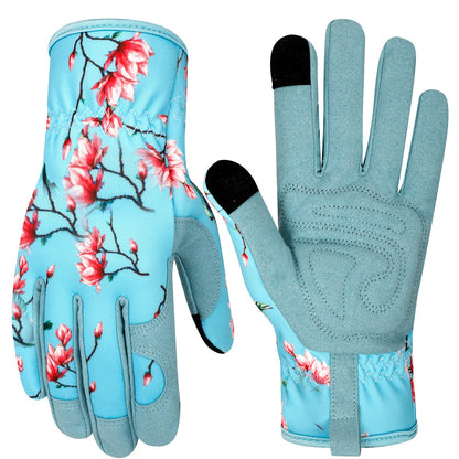 Leather Gardening Gloves for Women Garden Gloves Thorn Proof Touch Screen Design Heavy Duty Working Yard Gloves