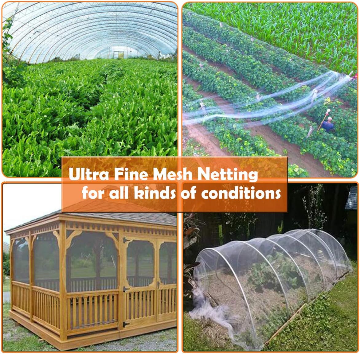 Garden Pest Barrier Netting, Thickened Mesh Net Bugs Out Plant Covers 10x33Ft Ultra Fine Protection Netting for Vegetable Plants Fruit Flowers Greenhouse Row Cover Raised Bed Insect Barrier Screen Net