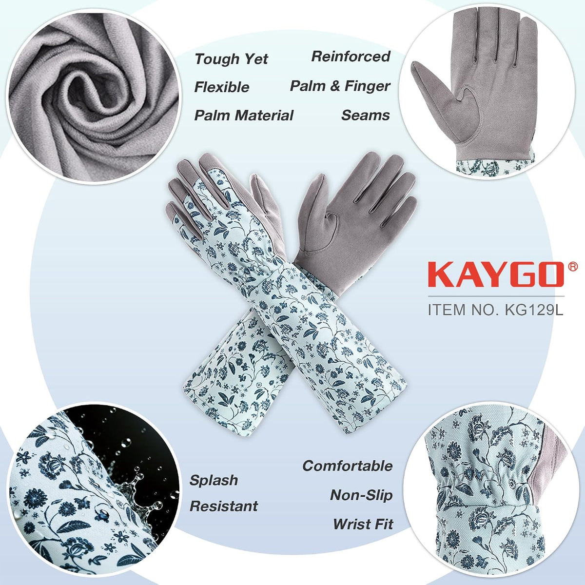 KAYGO Long Sleeve Gardening Gloves for Women, Yard & Outdoor Work
