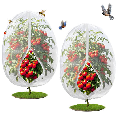4PCS 2.7Ft × 3.3Ft Fruit Tree Netting with Zipper and Drawstring, 60 Mesh Thickened Garden Bird Netting for Blueberry Bushes, Fruits, Vegetables, Insect Bird Barrier Mesh Protective Cover