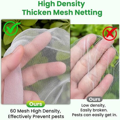 Garden Netting, 10x50Ft Thicken Ultra Fine Mesh Insect Netting, Garden Netting for Raised Beds, Greenhouse Row Cover Barrier for Birds Animals, Garden Mesh Netting for Vegetable Flowers Fruits