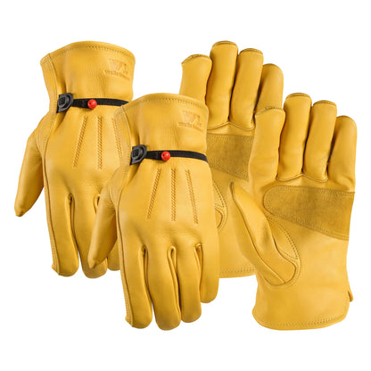 Wells Lamont Work Gloves Men and Women, Cowhide Leather Work Gloves, Adjustable Wrist