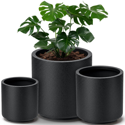 homenote 14.5 Inch Large Black Plastic Flower Pot with Drainage Plug