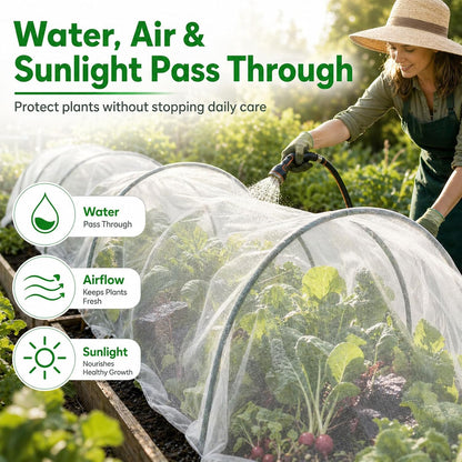 RAINFLOW Garden Netting 10 x 5 FT - 60 Mesh Plant Cover for Raised Beds