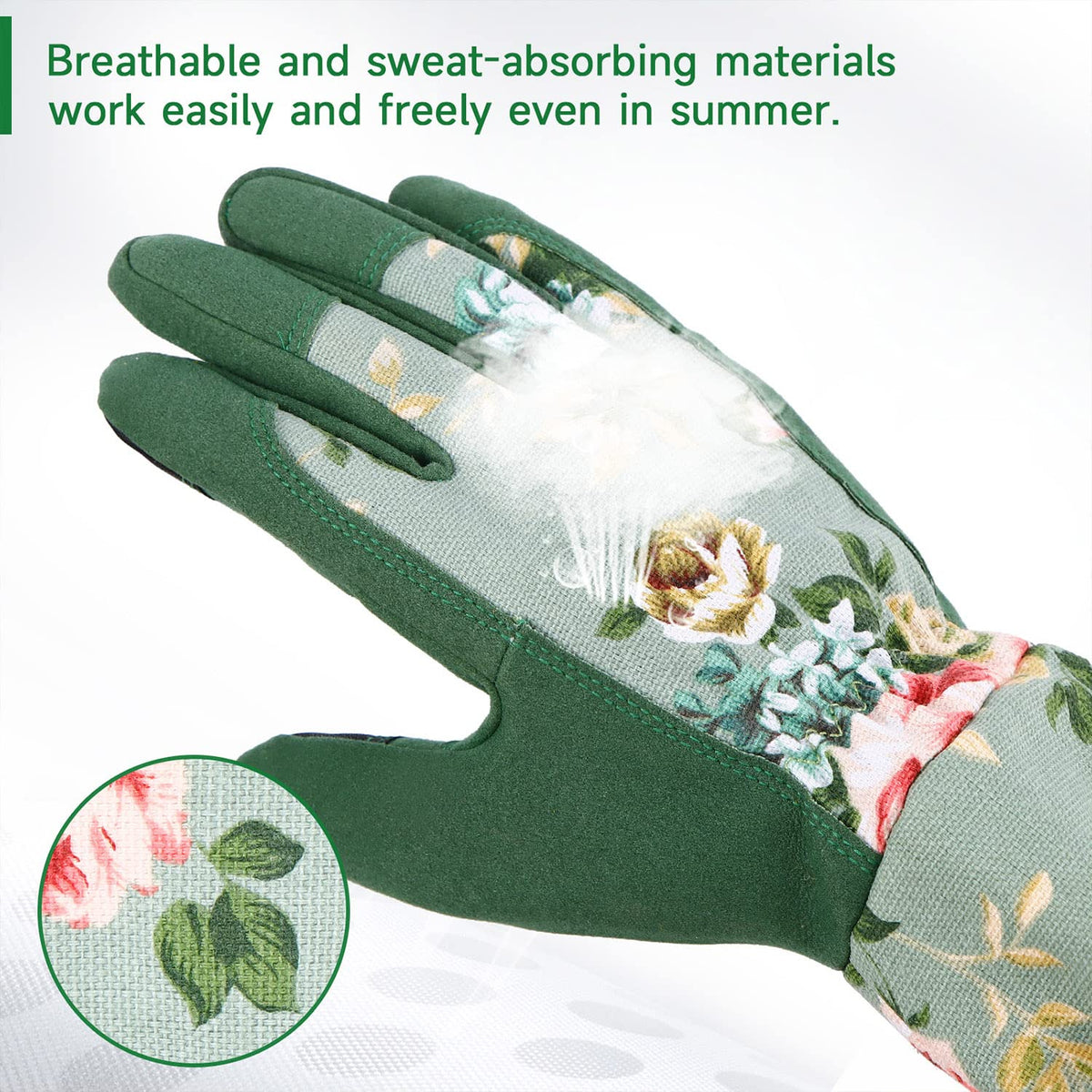 WANCHI Gardening Gloves for Women Gift,Yard Work Garden Gloves,Green Medium
