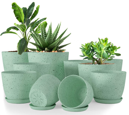 Plant Pots Indoor with Drainage, 10 Pack Multi-Size Planters Set, White