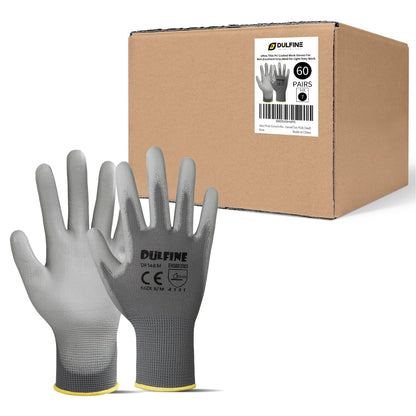 DULFINE Safety Work Gloves for Men & Women 12 Pairs, PU Coated Red L