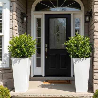 Worth Garden 20" White Plant Pots Tall Flower Pots Set of 2 Planters